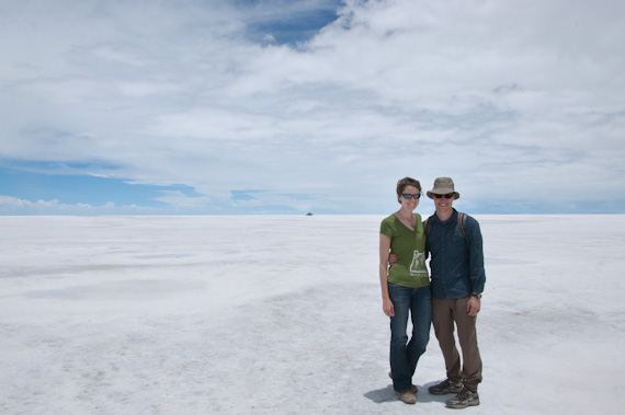 Bethany and Ted at Salar de Uyuni, Bolivia