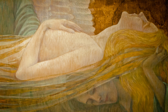WILHELM LIST (Vienna 1864 - 1918) L' offerta (Miracolo delle rose) 1900 circa - olio su tela, 162,5 x 82 ognuna Quimper, MusÈe dex Beaux Arts